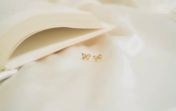 18k Gold Stainless Steel Bow Stud Earrings