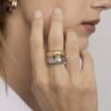 18k Gold Stainless Steel Mixed Metal Statement Ring