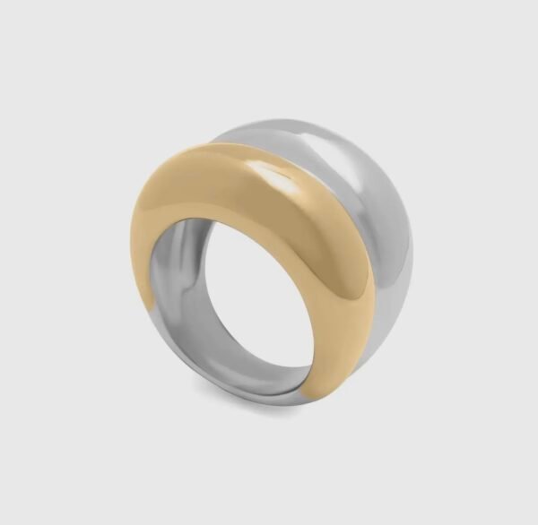 18k Gold Stainless Steel Mixed Metal Statement Ring