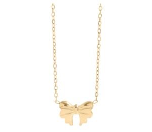 Screenshot 18k Gold Plated Stainless Steel Bow Pendant Necklace
