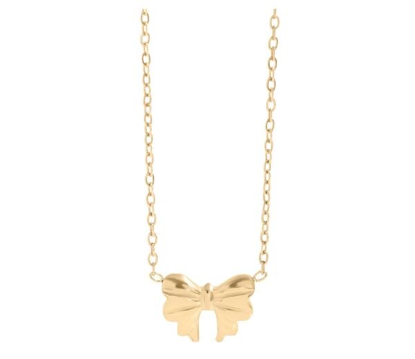 18k Gold Plated Stainless Steel Bow Pendant Necklace