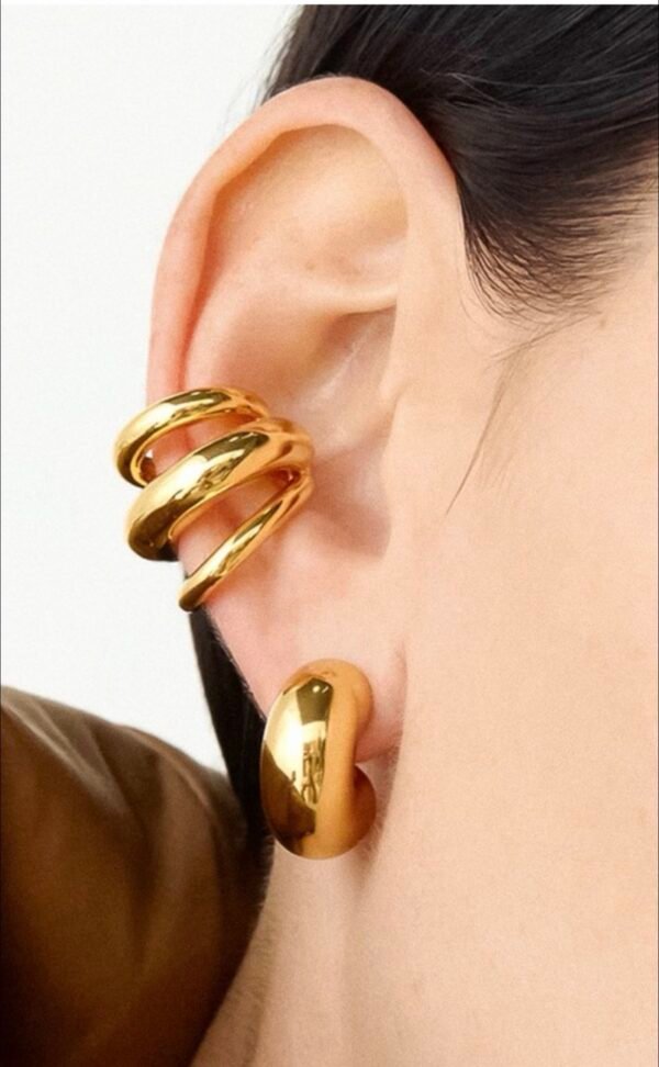 Ames - Trilayer C Hoop Ear Cuff - Single