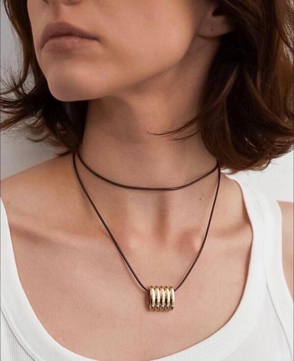 img_1794.jpg Chant 18K Gold Black Leather Pendant Choker