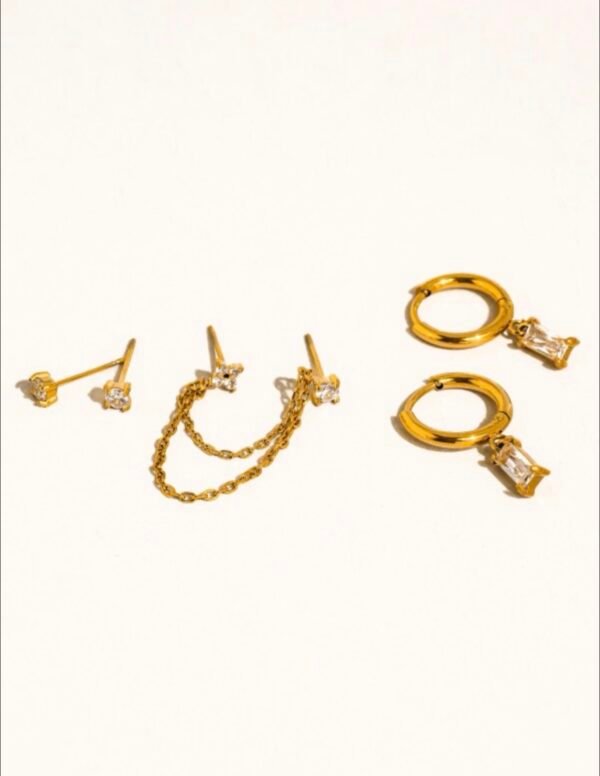 Cubic Zirconia Chain Earing Set of Three