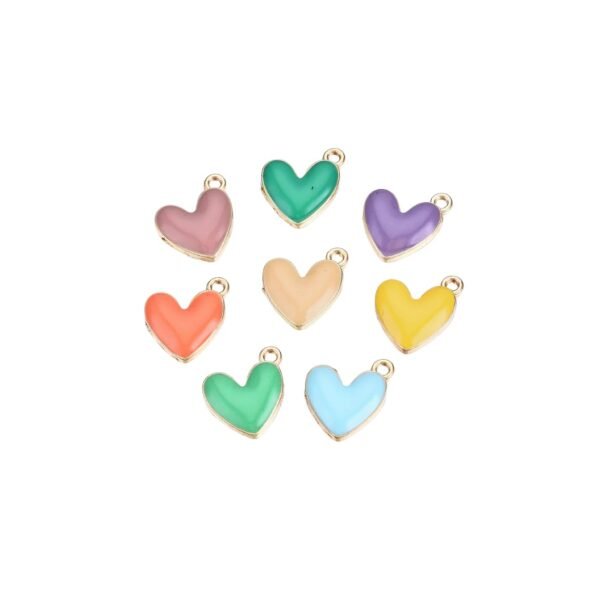 Gold Bubble Heart Charm - Assorted Colors