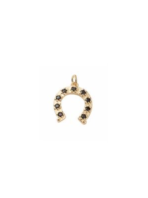 Gold Black Micro Pave Cubic Zirconia Horseshoe Charm