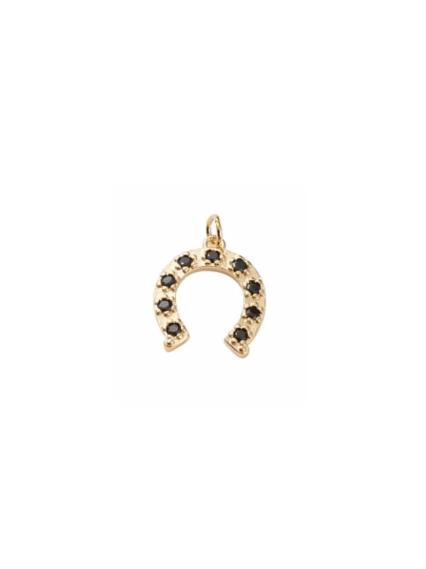 Gold Black Micro Pave Cubic Zirconia Horseshoe Charm