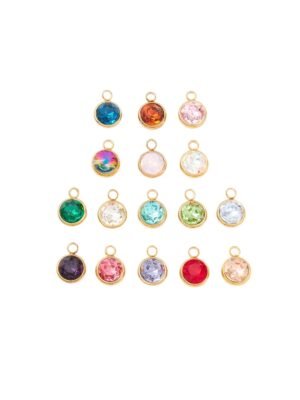 Gold Round Glass Charm - Assorted Colors