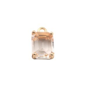 Gold Glass Emerald Cut Charm