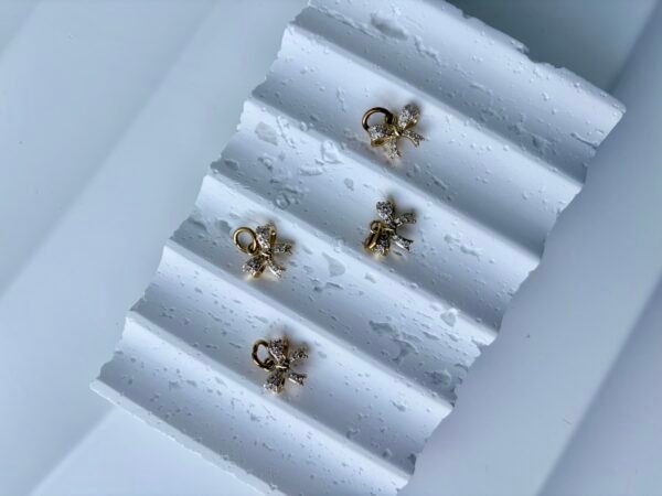Gold Cubic Zirconia Bow Charm