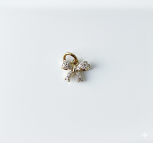 Gold Cubic Zirconia Bow Charm