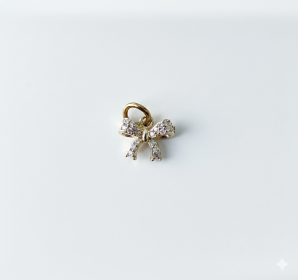 Gold Cubic Zirconia Bow Charm