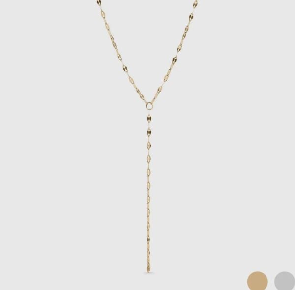 18k Gold Stainless Steel Lariat Lip Chain Necklace