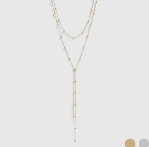 Screenshot 18k Gold Stainless Steel Layered Lariat Necklace
