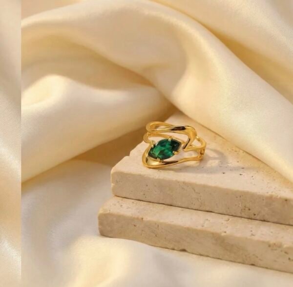 Emerald Wave Ring